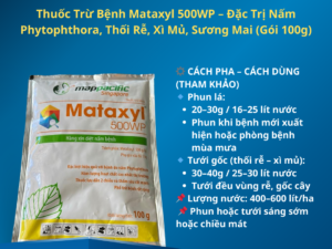 Thuốc Trừ Bệnh Mataxyl 500WP – Đặc Trị Nấm Phytophthora, Thối Rễ, Xì Mủ, Sương Mai (Gói 100g)