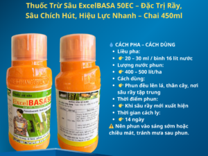 Thuốc Trừ Sâu ExcelBASA 50EC – Đặc Trị Rầy, Sâu Chích Hút, Hiệu Lực Nhanh – Chai 450ml